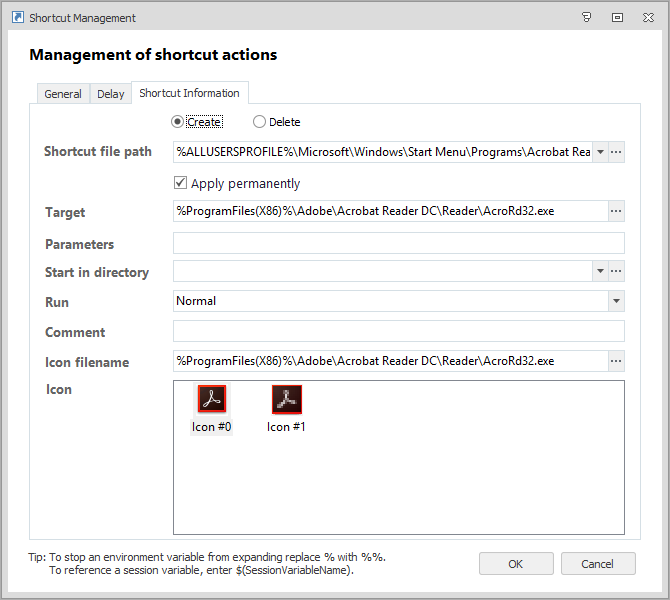 Shortcut Create Action Shortcut Create Action